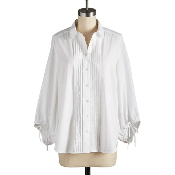 Sundance White Kenna Button Up Tie Sleeve Shirt - Picture 3 of 11